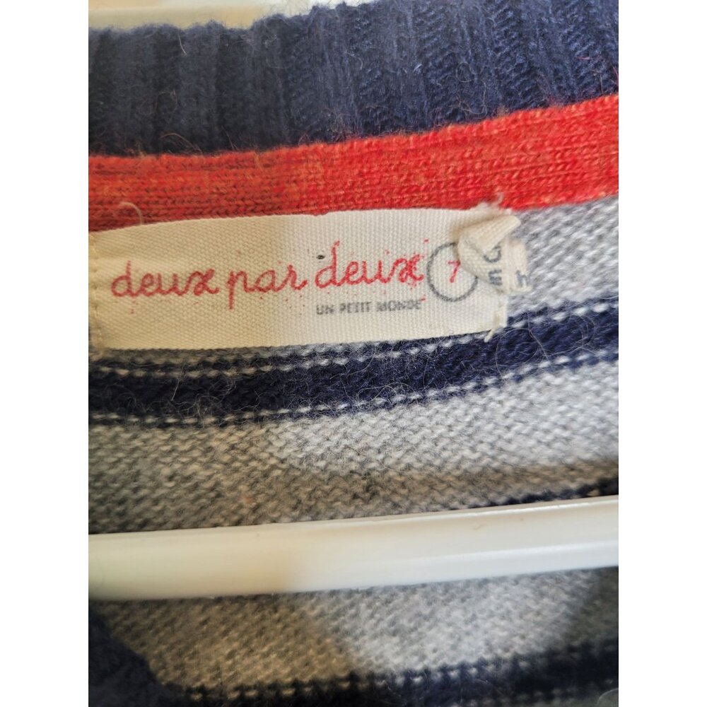 Deux Par Deux Boys Striped Cardigan Sweater Size 6 French Wool comfort - Picture 4 of 4